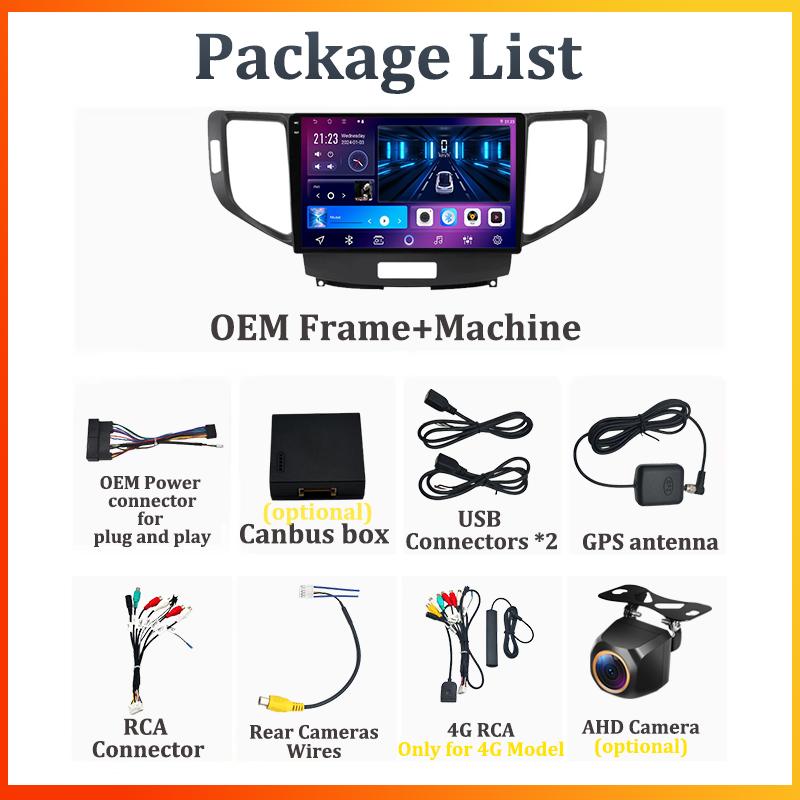 For Honda Spirior Accord 8 Acura TSX 2008 2009 2010 2011 2012 Carplay Android Auto Radio Intelligent System GPS Navigation Wifi