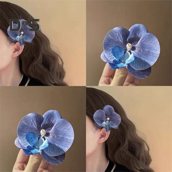 Künstliche Mottenorchideen Haarspange Böhmen Hawaiian Faux Pearl Simulierte Blume Entenschnabelklemme Haarnadel Haarspange Frauen Haarschmuck Kopfbedeckung