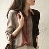 Elegant Vintage Long Sleeve Women Blouses Fall Hit Color Lapel Neck Loose Work Shirt Full Button Woman Clothing M-3XL