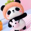 Needle Felting Kit DIY Handmade Wool Pedant Materials Cartoon Panda Shape for Beginners Small Peach