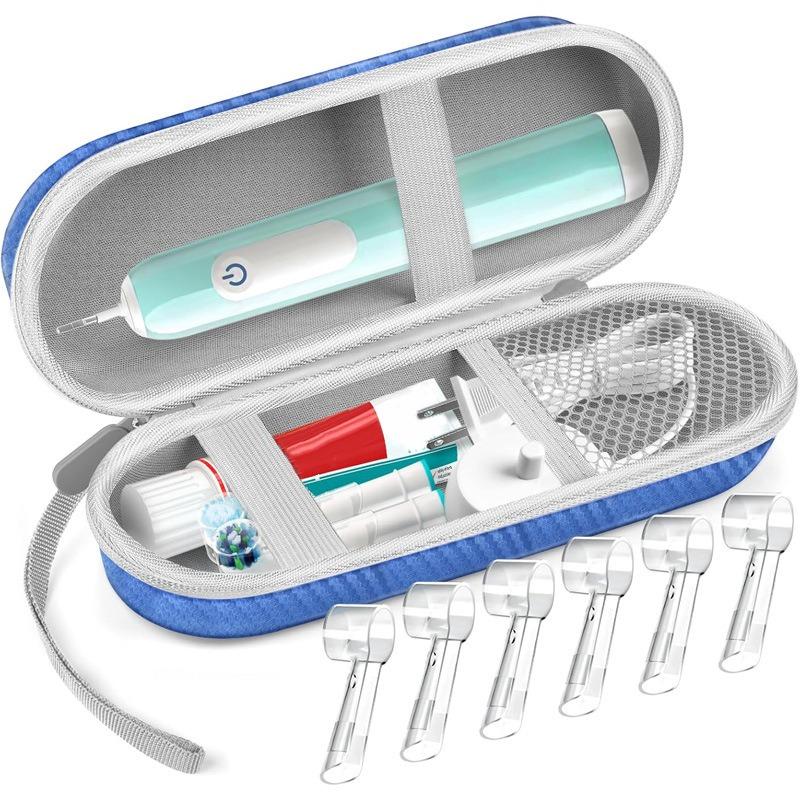 Shockproof Waterproof Electric Toothbrush Travel Case - Large Capacity EVA Protective Organizer for Brushes, Heads, Charger