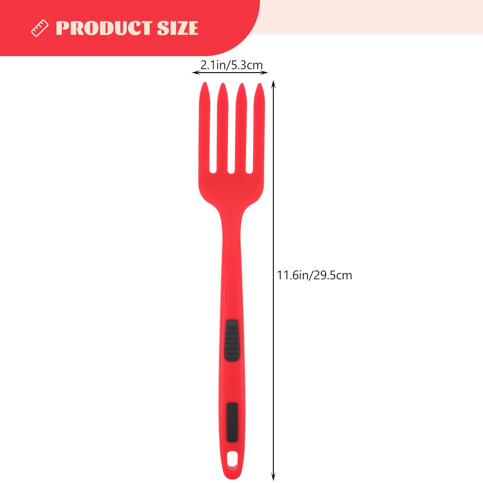 

Large Silicone Cooking Fork Ergonomic Design Smooth Edges Safe Healthy Material for Restaurant Home Camping Kitchen Use Pasta красный