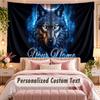 Lup (257) Tapiserie de perete tematică personalizată cu text cu nume, Tapiserie suspendată personalizată pentru decorarea dormitorului, sufrageriei