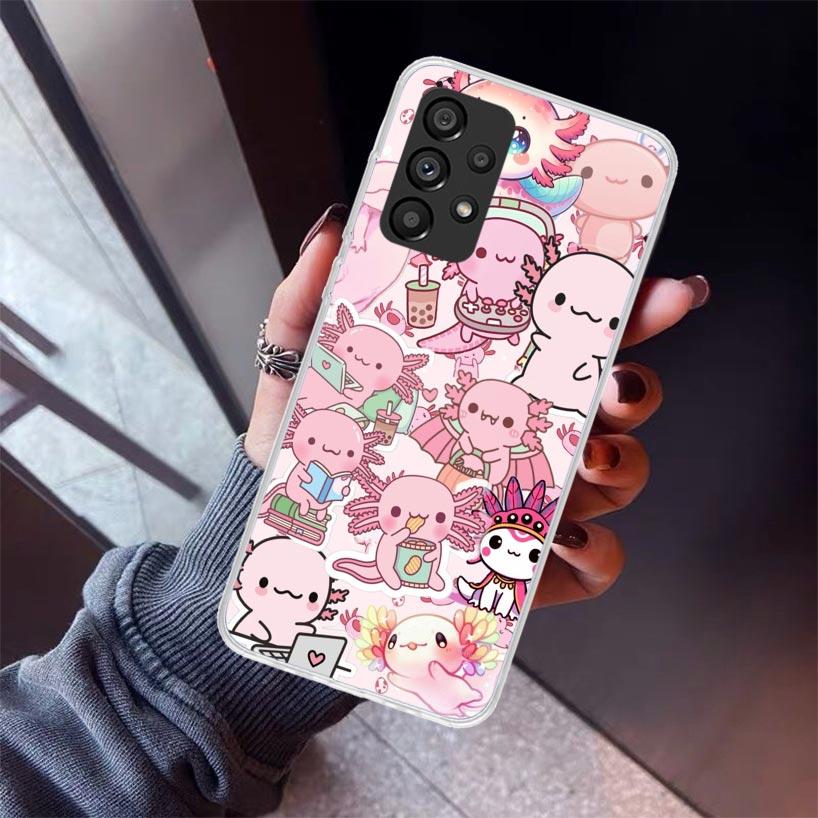 Niedliche Axolotl-Kawaii-Handyhülle für Samsung Galaxy A12 A52S A42 A32 A22 A51 A50 Note 20 Ultra 10 S10 Plus A71 A70 A31 A30 A10S Ga