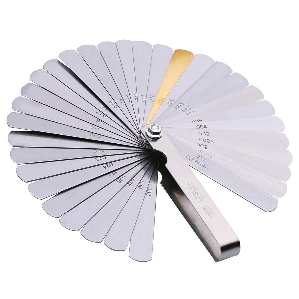 32-Piece Guitar String Action Gauge Height Measurement Tool Stainless Steel Feeler Gauge Blade Feeler Gauge