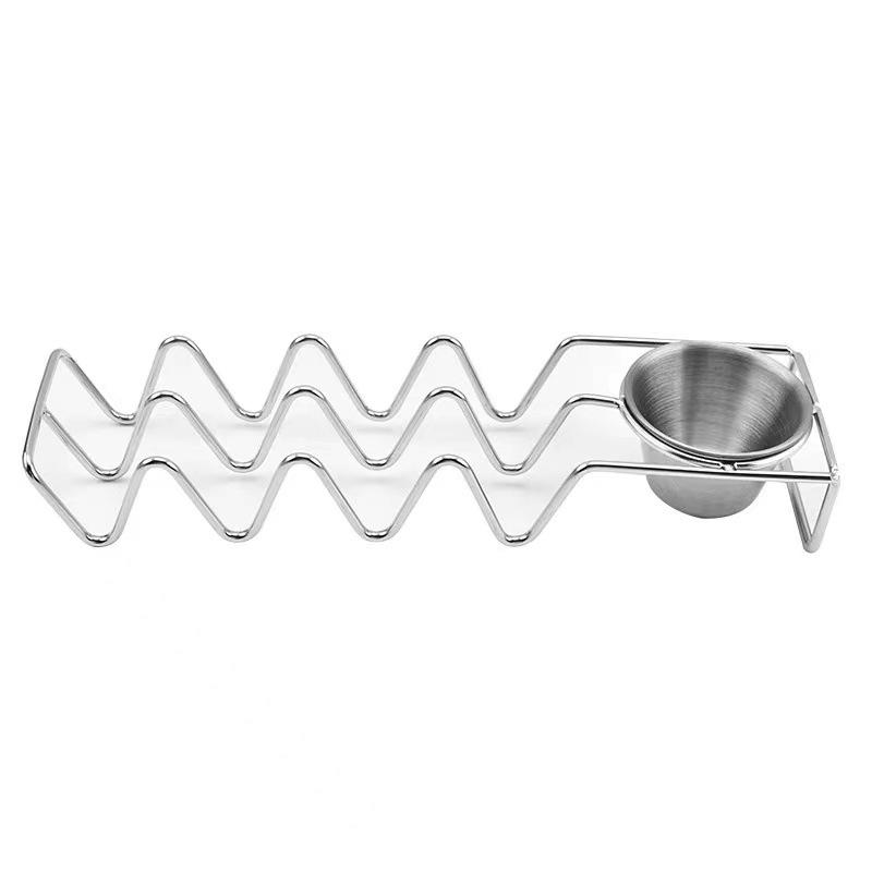 304 Stainless Steel Taco and Tortilla Holder with Sauce Cup