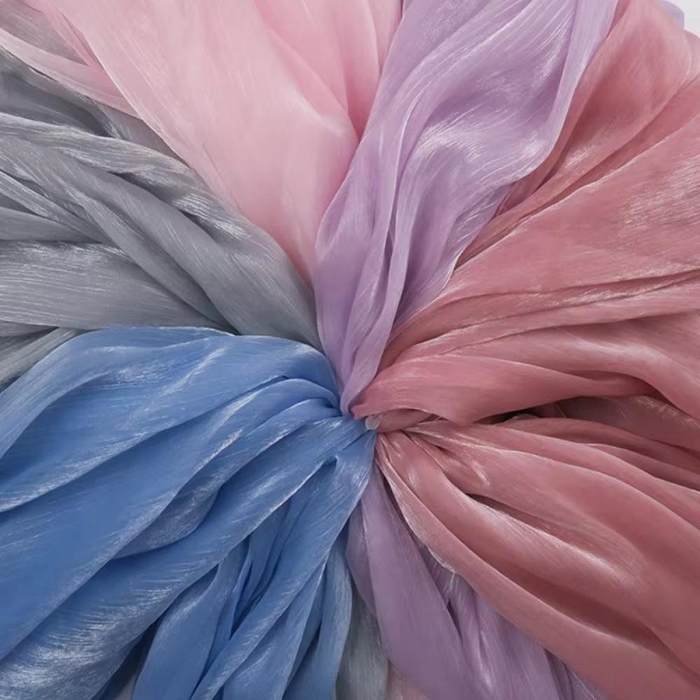 Romantic Style Water Ripple Organza Fabric 1m Bright Crepe Gauze Tulle DIY Wrinkled Fabric Wedding Decorative