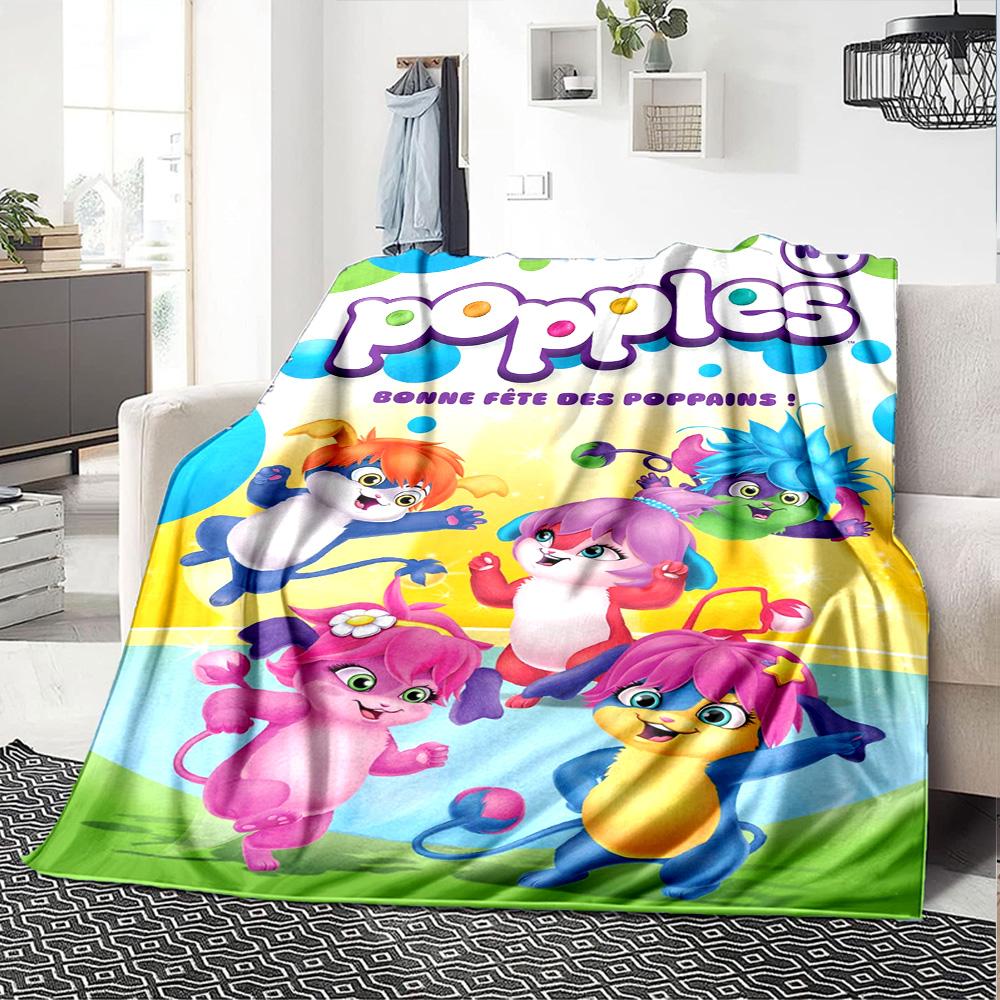Popples Cartoon Print Flannel Blanket High Quality Warm Comfortable Cover for All Seasons Perfect for Gifts Home Decor