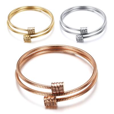 Dreifarbiges Titan-Stahl-Doppelschicht-Kabel, einfaches Armband, weibliches Armband, verstellbare Öffnungsgröße, weibliche Ins