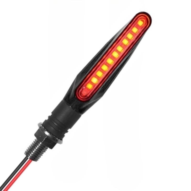 2PCS Universal LED Motorcycle Turn Signals - 12V IP68 Waterproof Amber Flasher Indicator Rear Lights