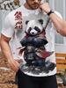 Oriental Style 3D Japanese Samurai Cat Print Sport Quick-dry Breathable Men T-shirt Outdoor Street Anime Harajuku Short Sleeve