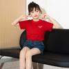 Tangshi Girls' 2026 Summer Cotton Short Sleeve T-Shirt