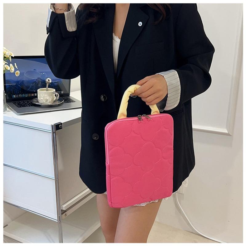 Korean version of the new simple solid color student portable contrasting laptop bag size small tablet storage bag