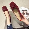 Fashion Flat Shoes for Women Spring Autumn New Korean Version Square Toe Flat Heels Black Comfortable Soft Sole Large Size 44 45 46