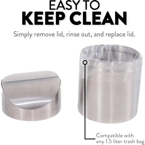 Mini-Mülleimer mit Deckel Gebürsteter Edelstahl Kleiner Tischmülleimer 12x16,5cm für Schreibtisch Auto Büro Badezimmer Küche