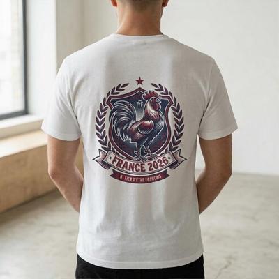 Frankreich 2026 Fußball T-Shirt Gallischer Hahn Fußballwappen Blau Weiß Rot Supporter Shirt, Vintage Frankreich Weltmeisterschaft Fan Bekleidung