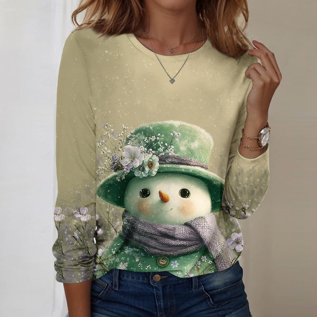 Long Sleeve Shirts For Women Cute Print Graphic Tees Blouses Casual Plus Size Basic Tops Pullover