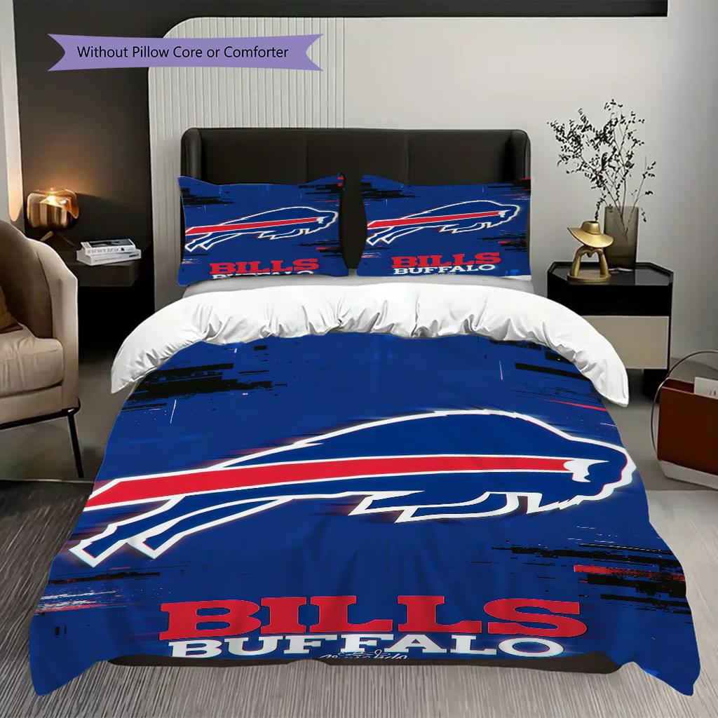 Set di tre pezzi Spirito di squadra Buffalo Bills(1 * copripiumino + 2 * federa, senza nucleo)Set biancheria da letto Morbido e confortevole Copripiumino e federa