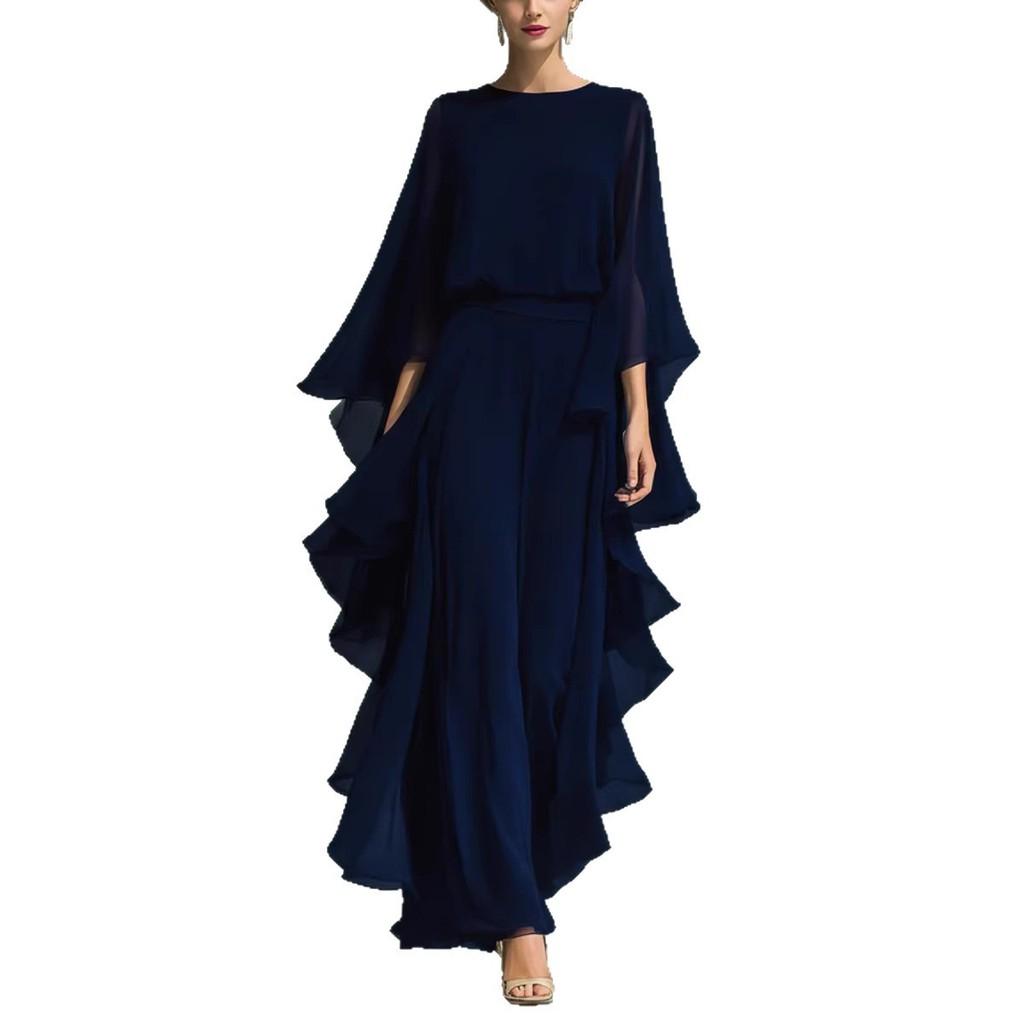 Chiffon Blouse And Nine Pants Suit For Women With Asymmetrical Design For Casual Summer Wear