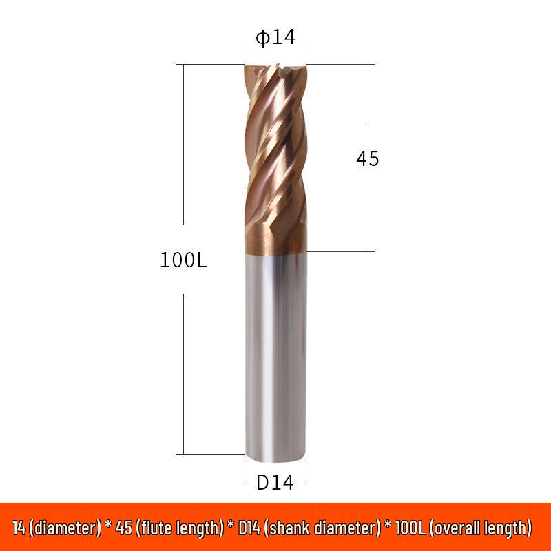 Taiwan 60° Tungsten Carbide 4-Flute Coated End Mill for Steel CNC Machining