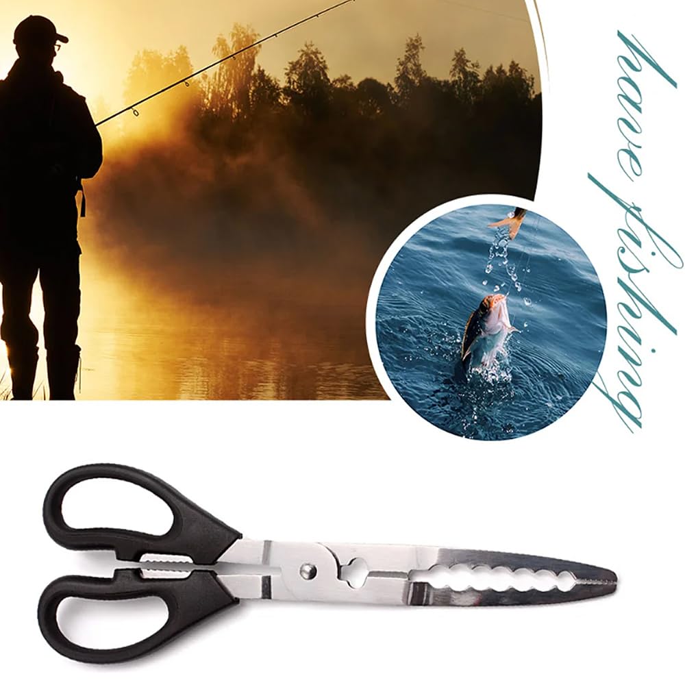YBGGJO Fish Stainless Steel Fish Fish Scissors for Easy to Fishing Supplies Grip, Tongs, Grabber, Type, Cutlassfish, Grip, Portable, Lightweight,