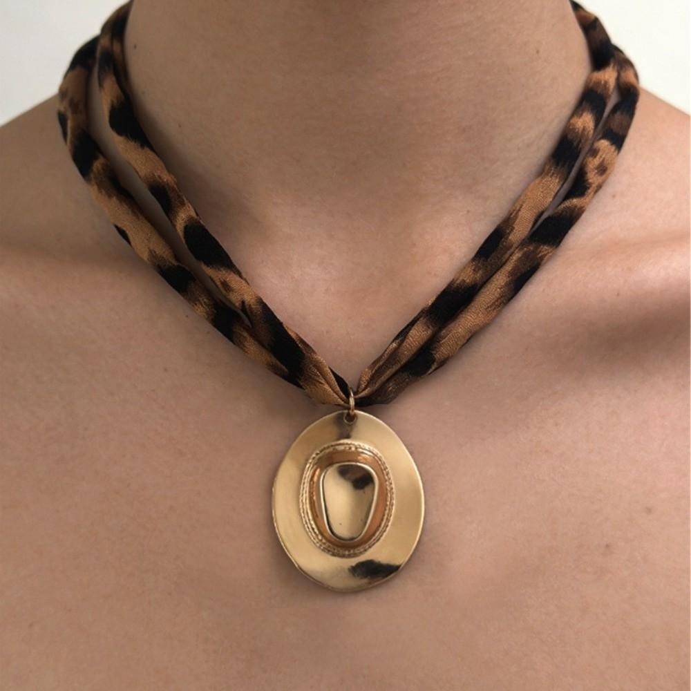Charm Leopard Choker Bohemia Style Leopard Cloth Strip Necklace Starfish Pendant Necklace  Gift