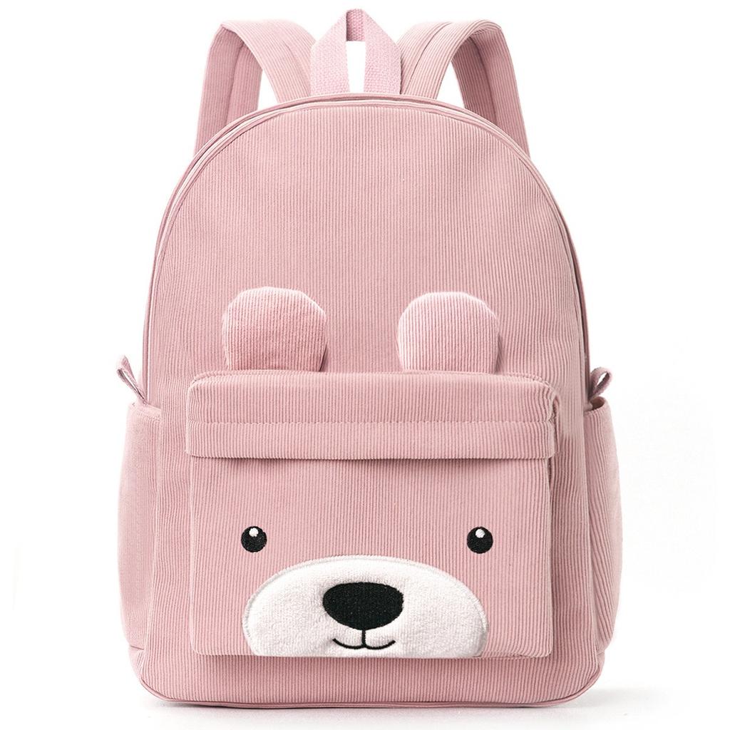 Corduroy Children's Backpack Elementary School Bag Fashi Casual Bear Backpack Large Capacity Backpack
