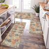 1Pcs Vintage Boho Floral Printed Kitchen Mat Soft Thickened Kitchen Floor Mat Waterproof Non-slip Oil-proof Floor Mat Runner Rug