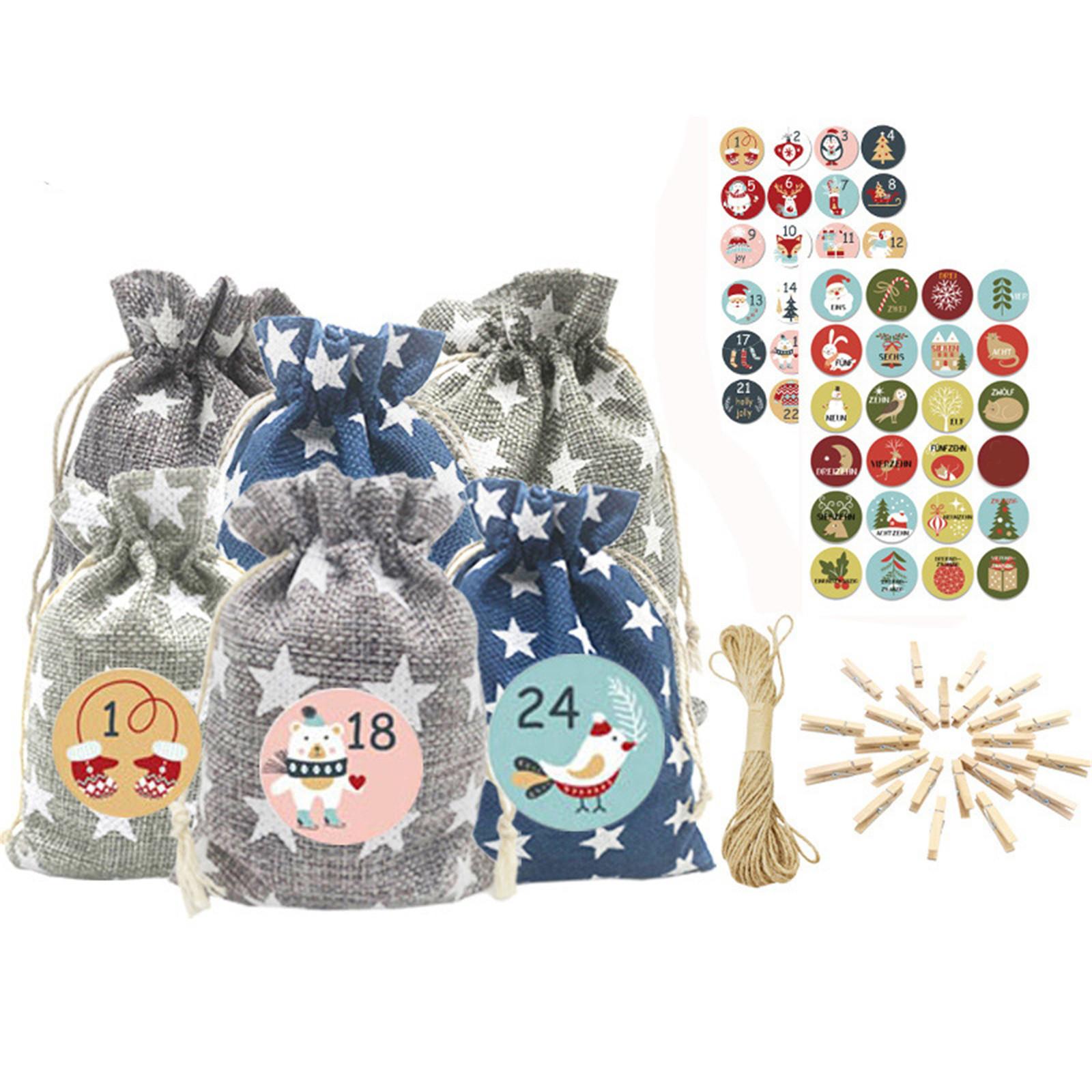 

24pcs Digital Christmas Drawstring -Bag Advent Calendar Countdown