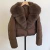 Women's Short Winter Faux Fur Collar Duck Down Jacket