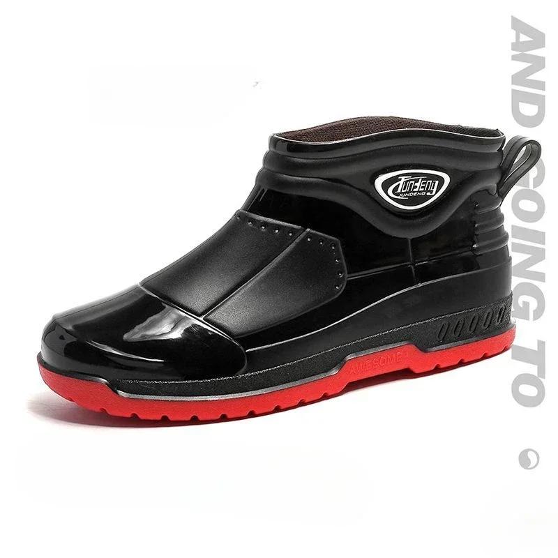 Cooking Low Man Shoes Short Fashion Ankle Chef Kitchen Gum New Wear-resistant Rain Boots for Men Rubber Cheap Garden Wide Toes