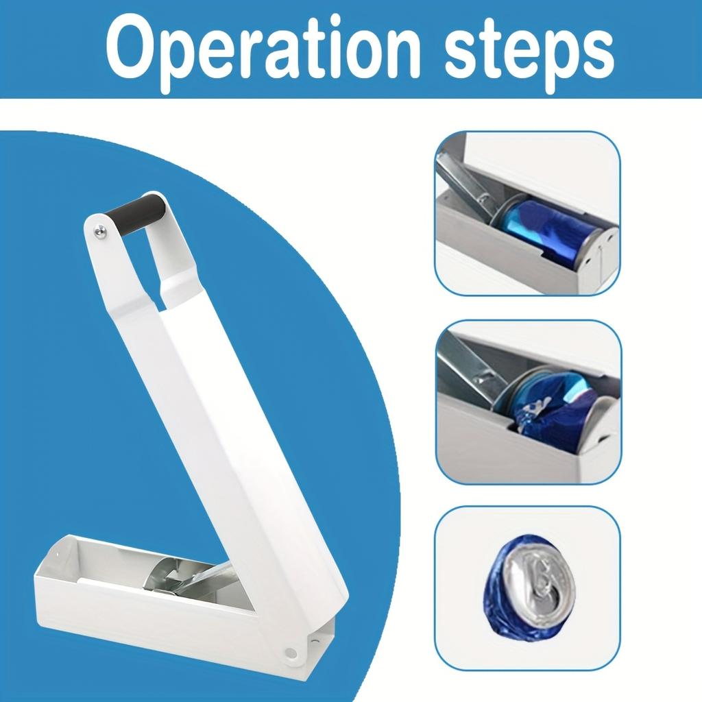 1pc Heavy Duty White Metal Can Compactor, Wall Mounted Crusher for Aluminum Seltzer, Soda, Beer Cans , Bottles, Space Saving Kitchen