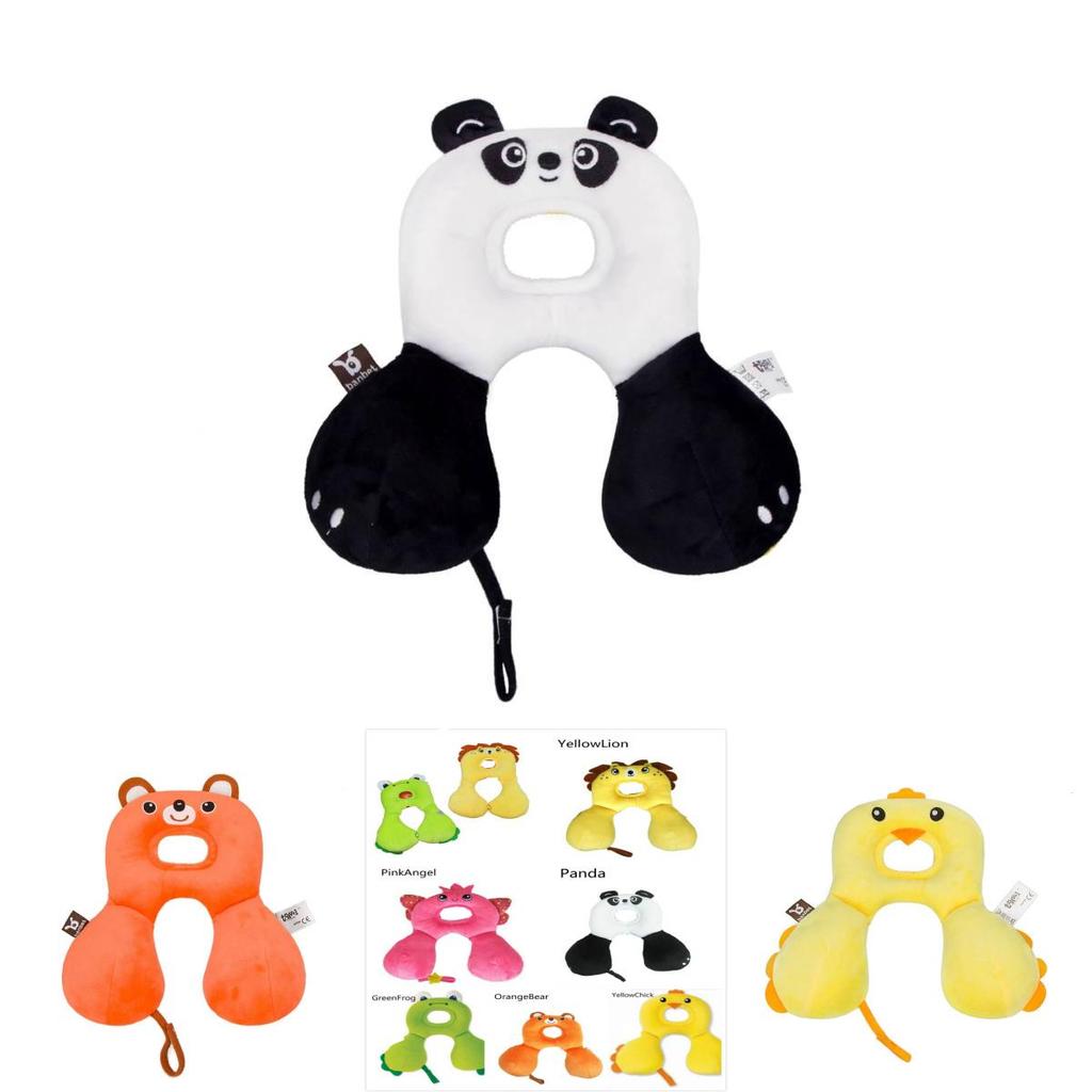 Baby Travel Neck Pillow With Cartoon Bear And Pig Patterns For Car Comfort