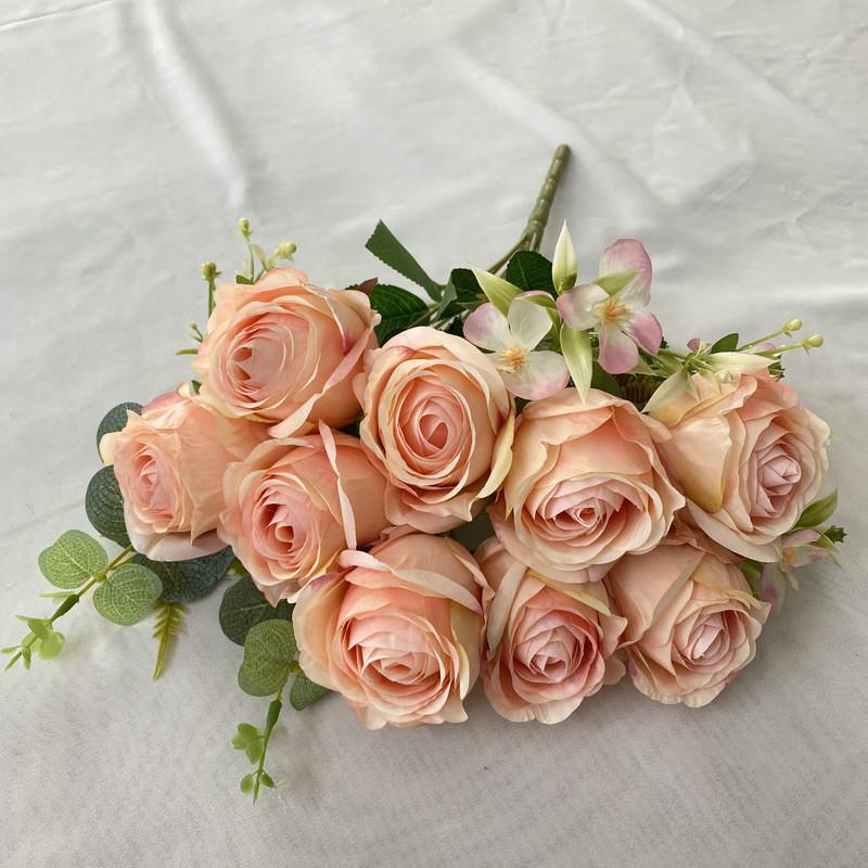 Wedding Rose Bridal Bouquet Artificial Flower For Home Decor And Photography Props
