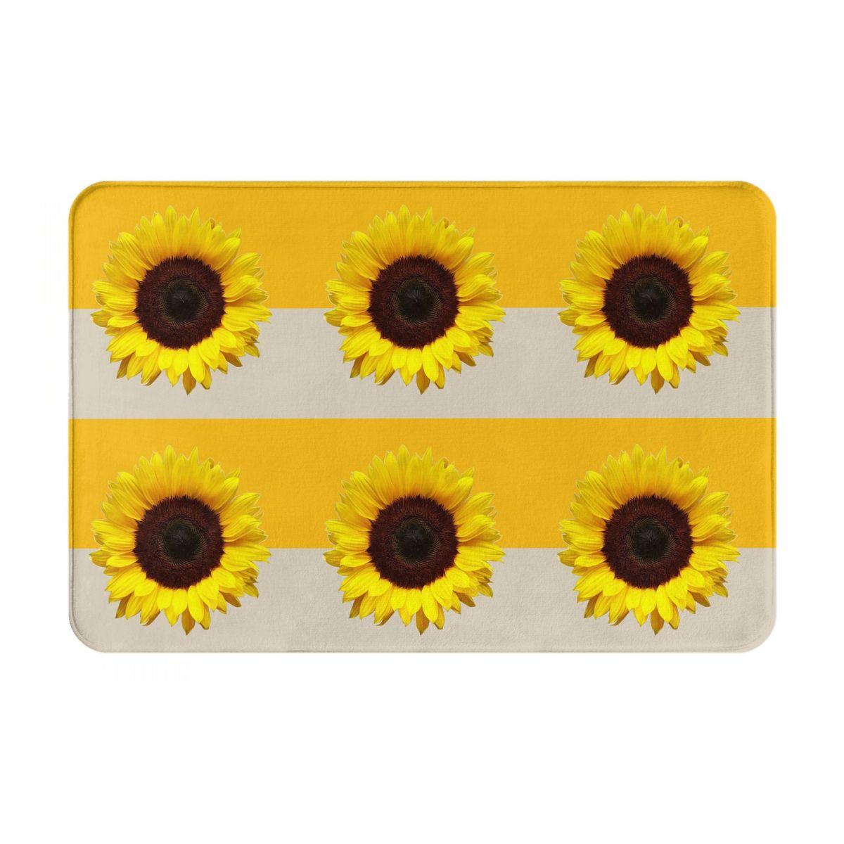 Zonnebloemen 70s Gouden Patroon Bloemen Antislip Deurmat Vloermat Wasbaar Tapijt Vloerkleed voor Keuken Entree Slaapkamer Voetmat Matten 60x40 cm