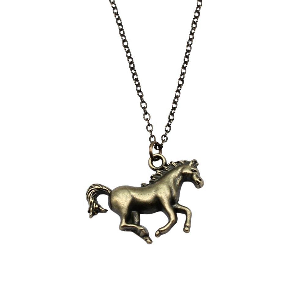 Horseshoe Charm Necklace  Animal Pendant For Horse Lovers Cowboy Western Jewelry 43cm Chain