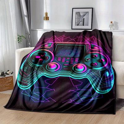 1pc Gamepad Printing Lightweight Flannel Blanket, Comfortable and Warm Blanket, for Camping Sofa Bed and Couch Office, Gift
