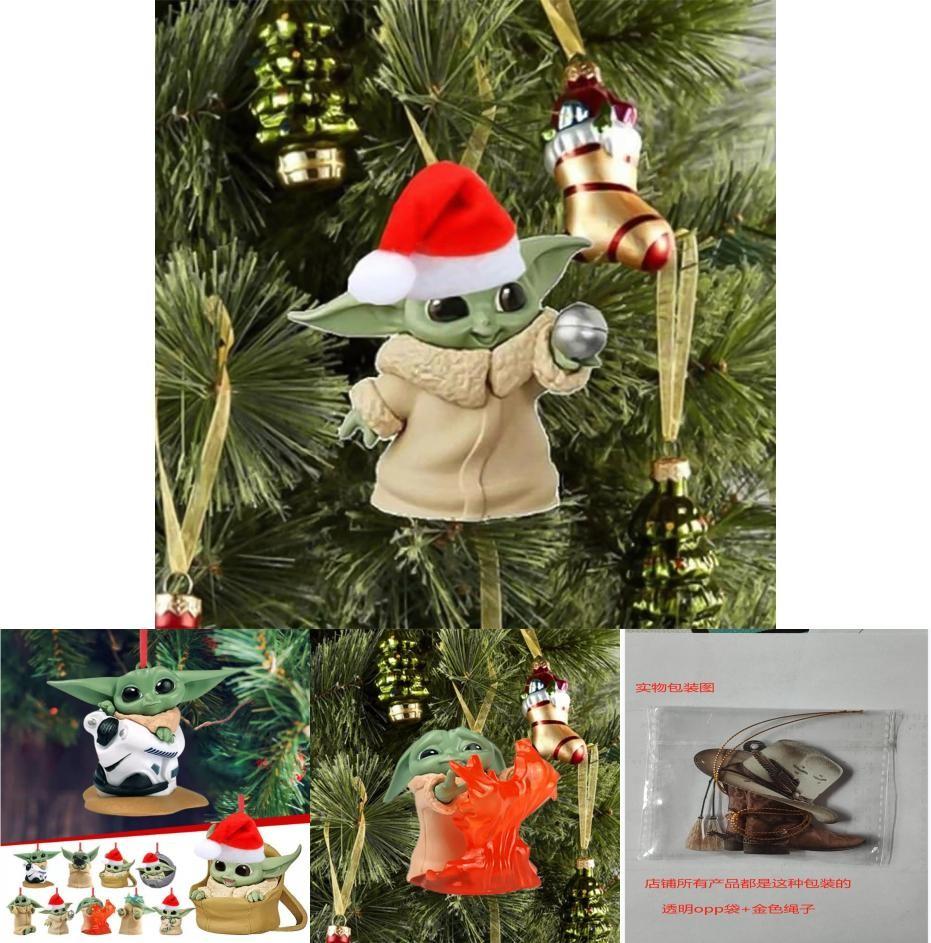 Charming Acrylic Baby Yoda Santa Claus Christmas Ornament For Festive Car Decor