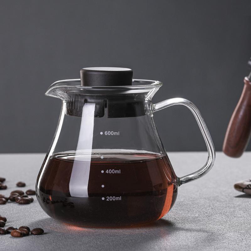 High borosilicate glass hero hand punch coffee pot glass sharing pot coffee pot 600ml