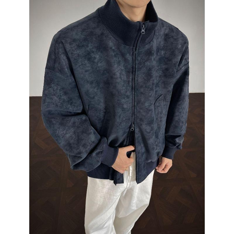 Men's Retro Autumn Leather Bomber Jacket, Stand Collar, Cool Bad Boy Style, Plus Size, High-End, 2026 Trend