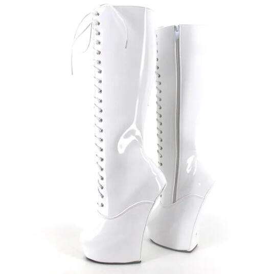 Fashion FHC New Wedges Pony Heelless Knee High Boots,Fetish Dance Shoes,Men Cosplay Botas,20cm,5cm Platform,Purple,Customized Color