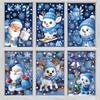 2/4Sheets Christmas Window Clings Decorations Cute Funny Double-Sided Static Stickers,with Blue Frozen Winter Pattern Wallpapers