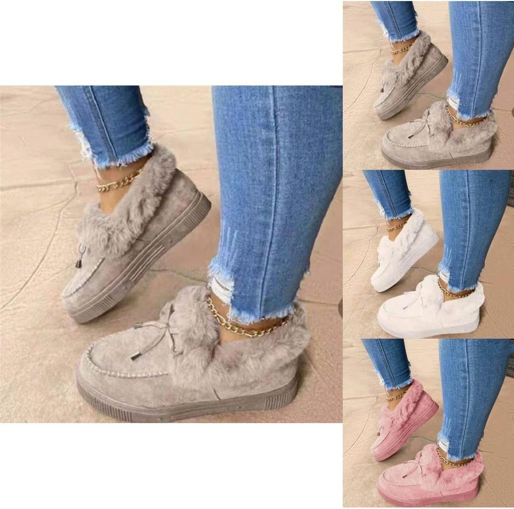 Cozy Plush Snow Shoes Women's Winter Thick Soled Round Head Slippers