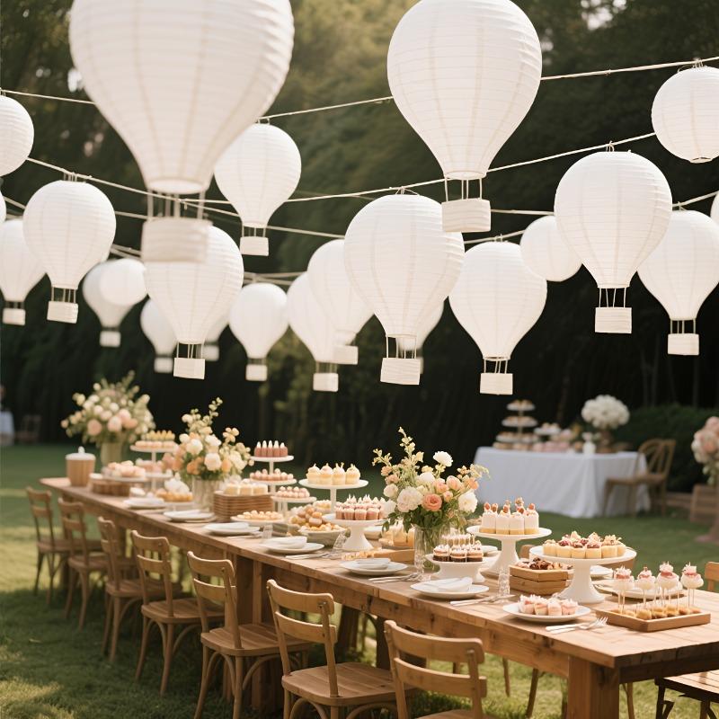 12-Pack Hanging Hot Air Balloon White Paper Lantern Set DIY Craft Wedding Birthday Engagement Party Home Classroom Hanging Decor