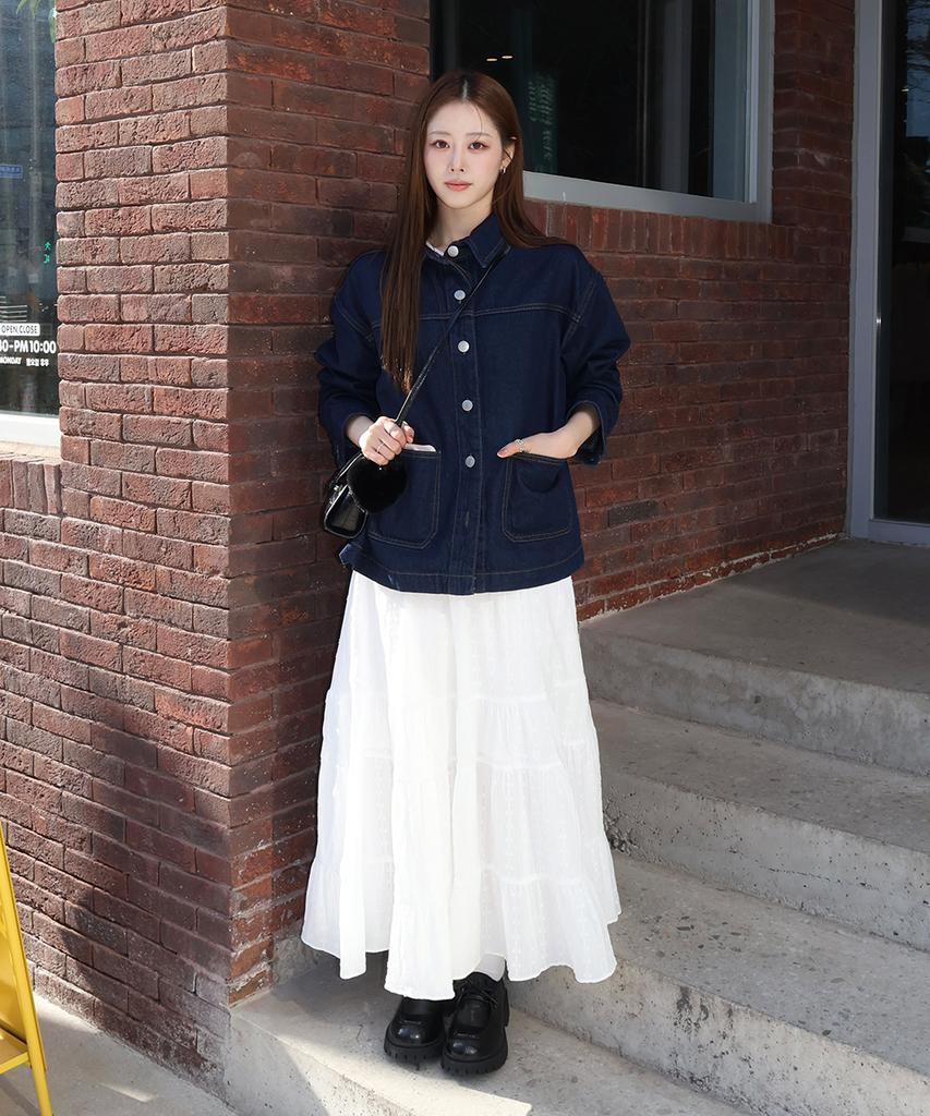 Sellebsyabedisyeon 26Ss 100% Cotton Embroidered Tiered Skirt