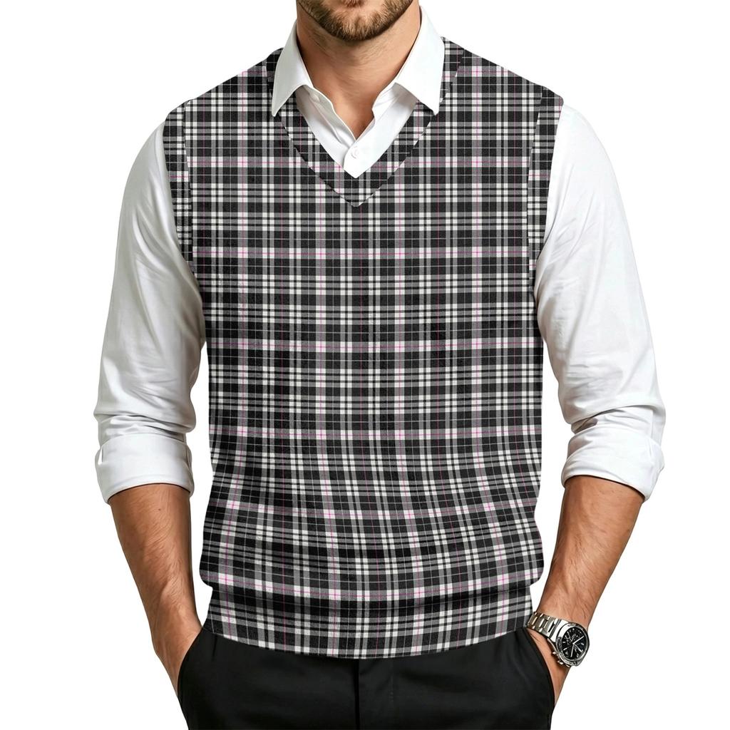 Men's V-Neck Sweater Vest Casual Wool Knit Sleeveless Top for Commute, Work and Everyday Wear