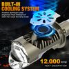 2 Stück H4 LED Dual Projektorlinse Auto Scheinwerfer Birnen Motorrad Canbus 90W 60000LM Fern- und Abblendlicht mit Turbo Moto Lampe LHD 6500K Weiß