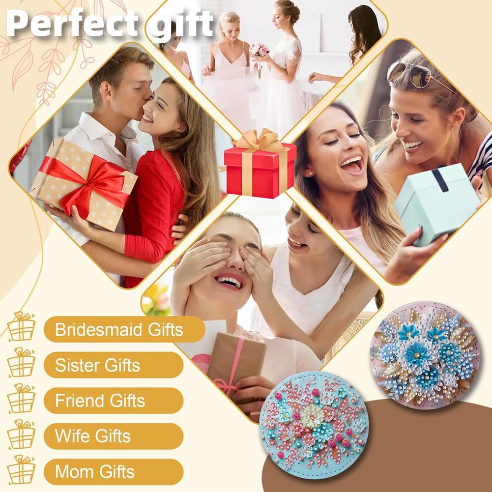 DIY Diamond Art Rhinestones Cosmetic Mirror Diamond Painting Crafts Portable Cosmetic Mirror for Outdoor Travel Hiking Picnic