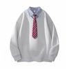 American Trendy Detachable Hoodie and Shirt Collar Pullover - High Quality, Long Sleeve, Autumn Style for Couples