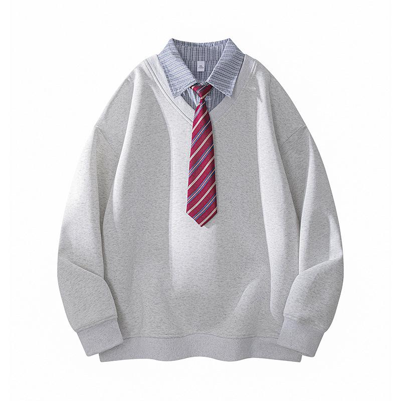 American Trendy Detachable Hoodie and Shirt Collar Pullover - High Quality, Long Sleeve, Autumn Style for Couples